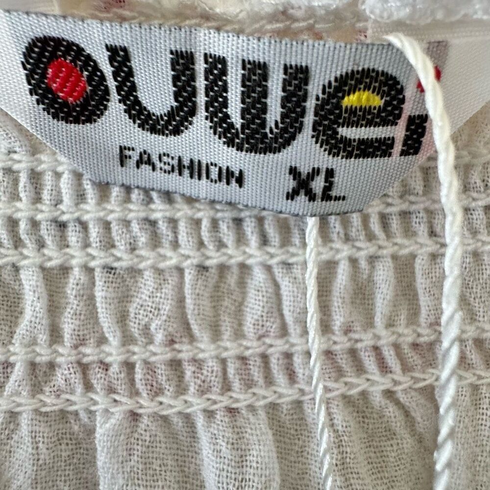 Ouwei White Red Black Embroidered Ethnic Festival Blouse SZ XL #2488 - Picture 4 of 13